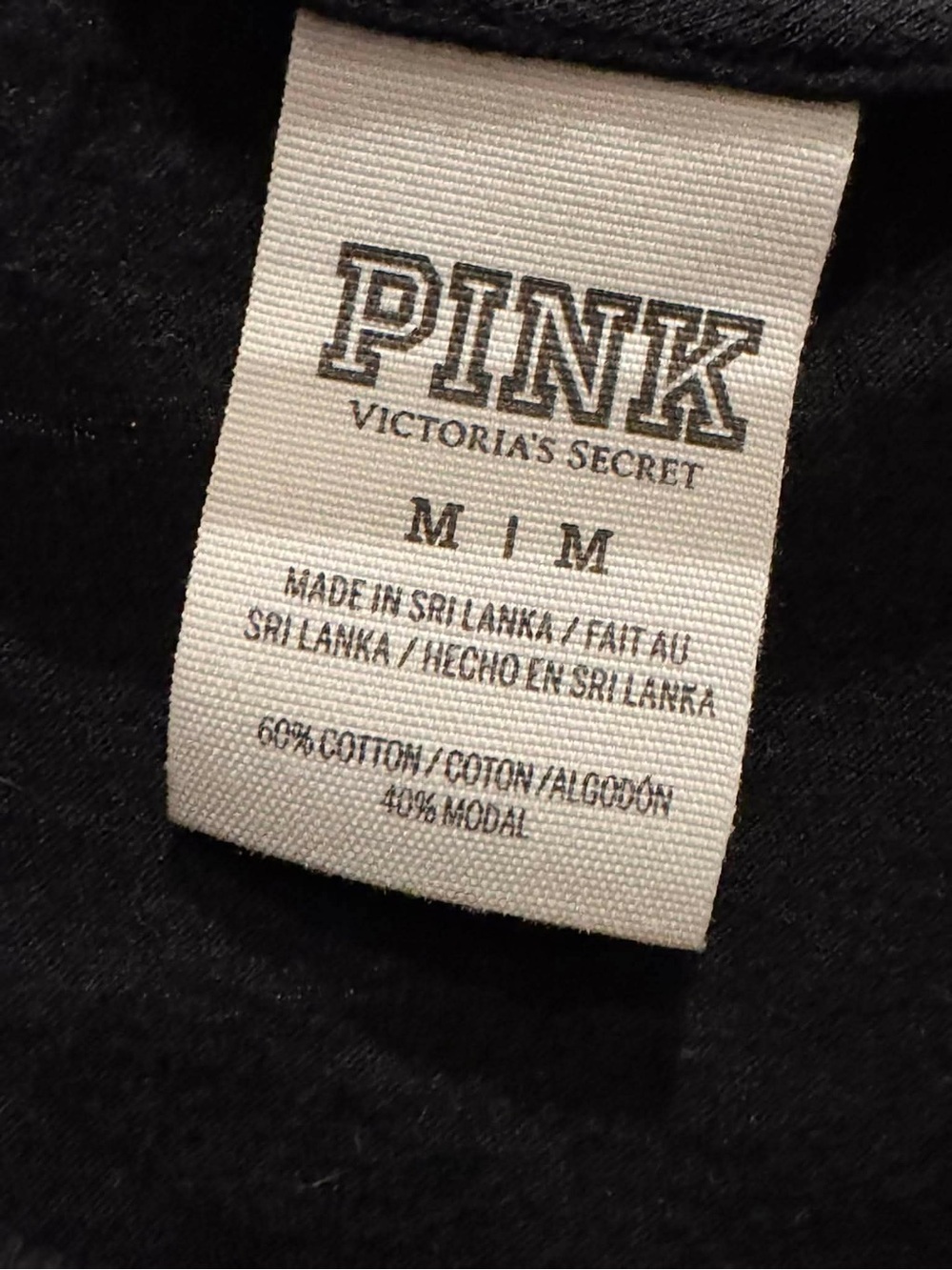 PINK Victoria's Secret Black Long-Sleeve Sequin Logo Tee MEDIUM - Picture 5 of 5
